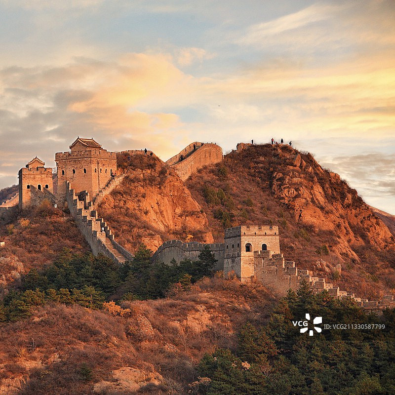 夕阳下的长城图片素材