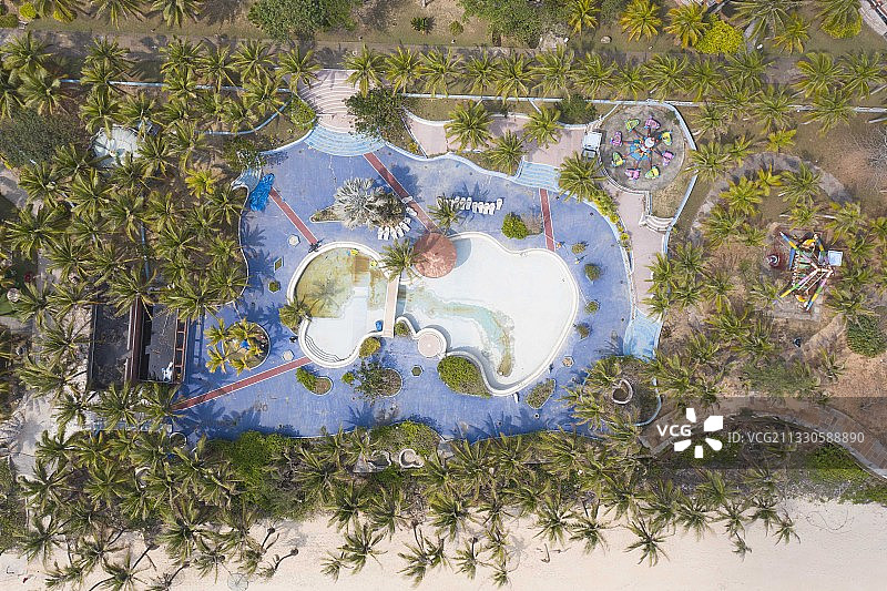 航拍海南海口文昌希尔顿度假酒店房屋建筑旅游度假图片素材