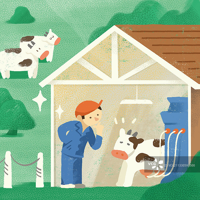 牧场，奶牛，工人图片素材