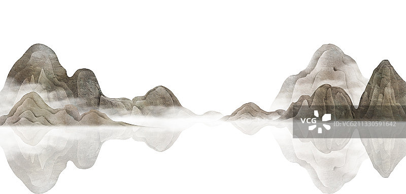 新中式抽象棕色意境山水画图片素材