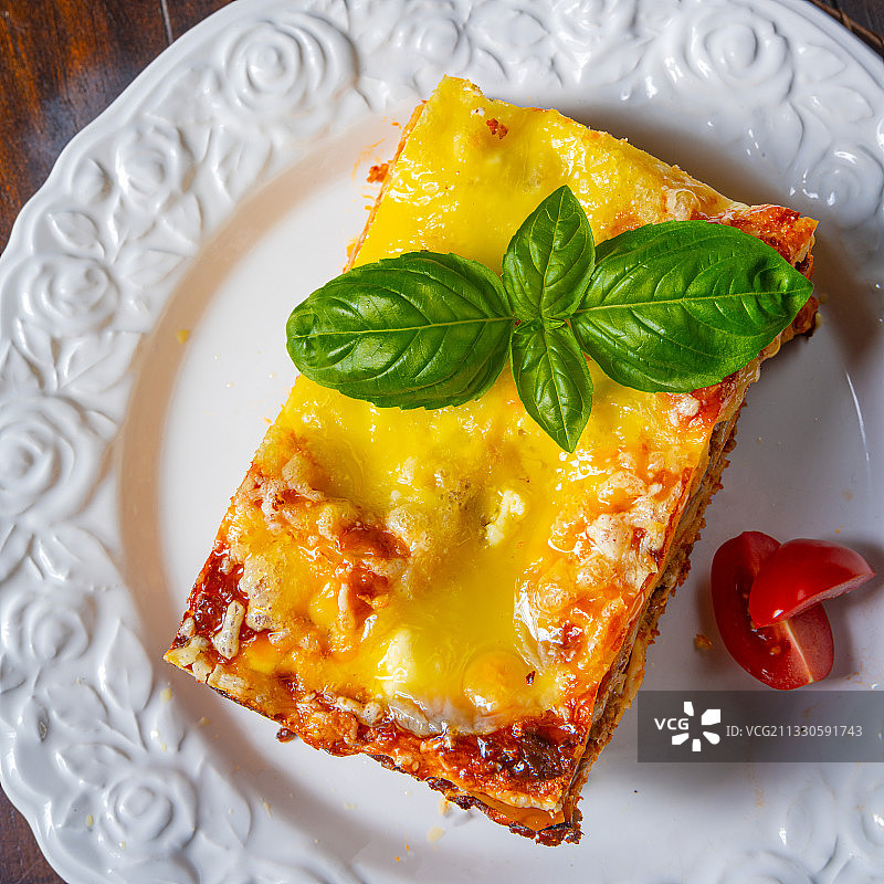 盘子里的馅饼特写图片素材