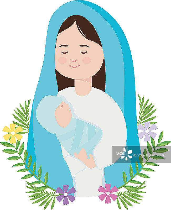 耶稣诞生场景概念卡通：圣母玛利亚图片素材