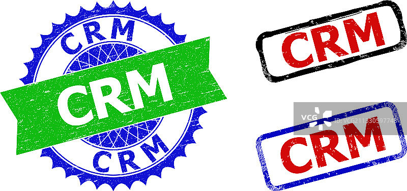 CRM玫瑰花形和矩形双色印章图片素材