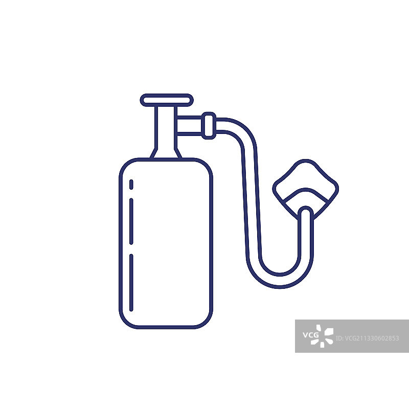 带面罩的氧气罐线条图标图片素材