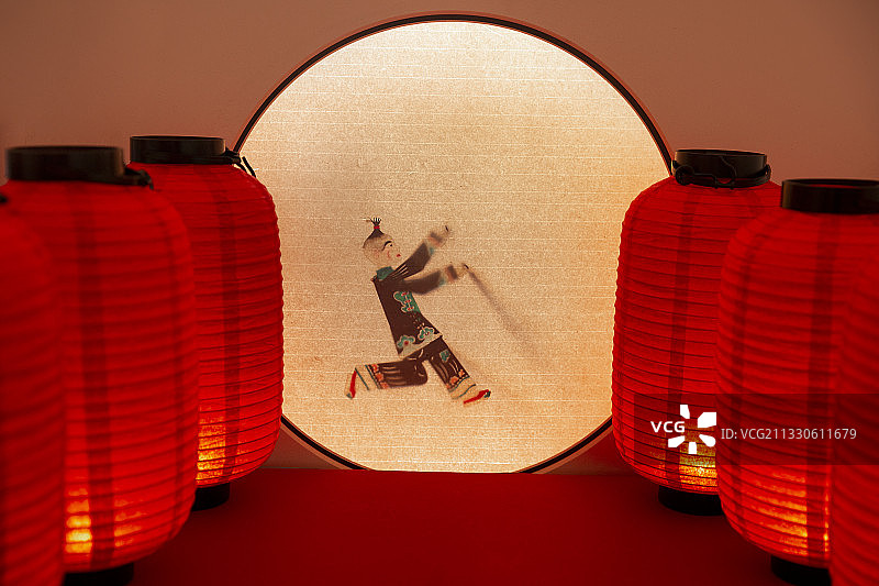 四川皮影和红灯笼图片素材