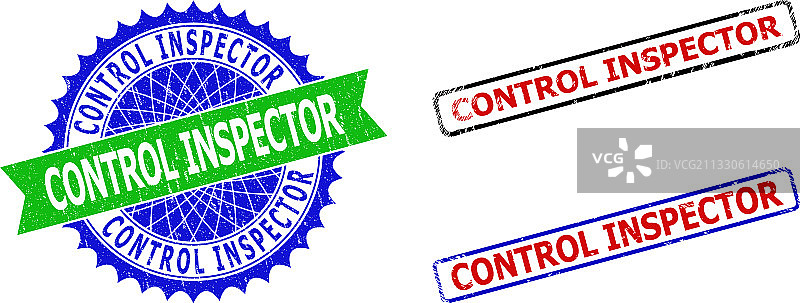 检查员花结矩形双色控制图片素材