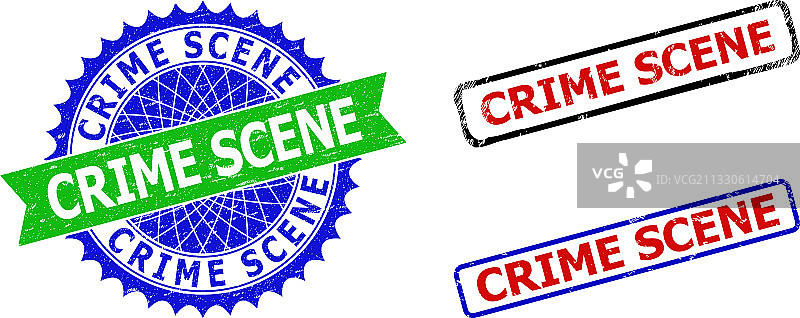 犯罪现场玫瑰花形和矩形双色徽章图片素材