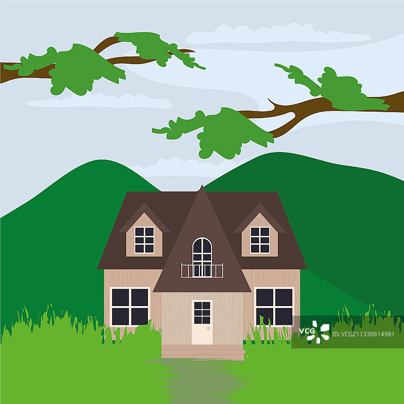 景观设计中的粉色房子图片素材