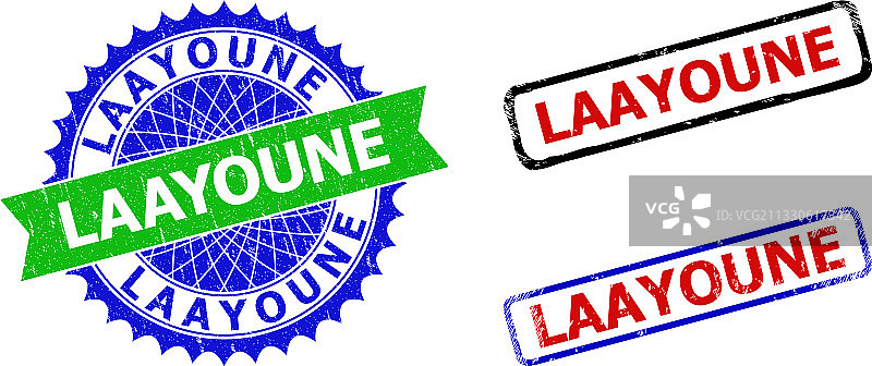 阿尤恩双色花环和矩形印章图片素材