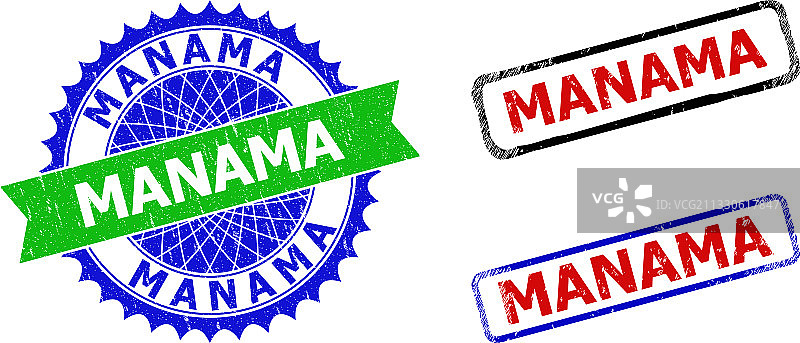 麦纳麦花环和矩形双色印章图片素材