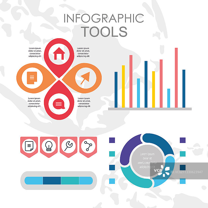 带有元素的信息图表工具设计图片素材