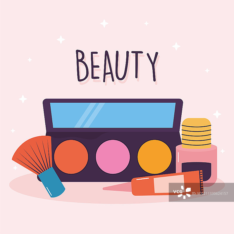 美容文字、眼影霜与彩妆图片素材