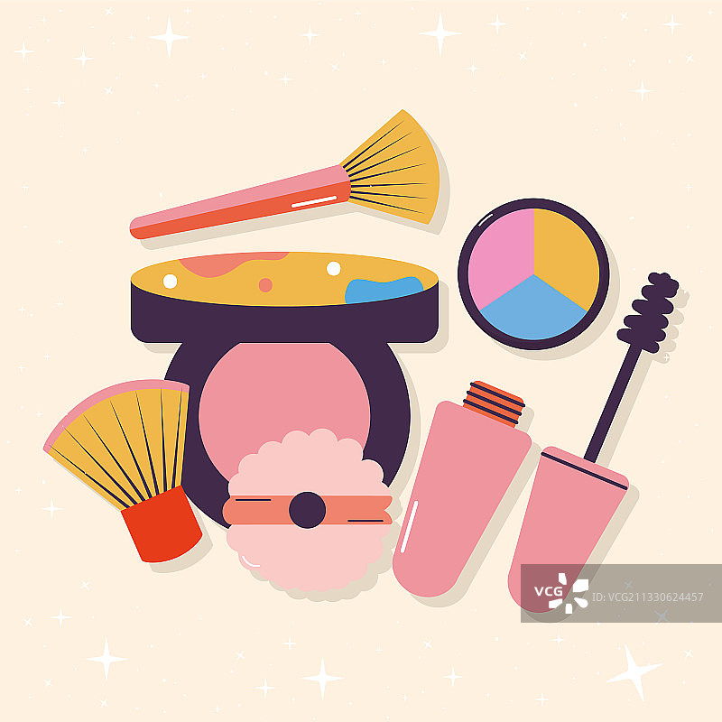 米色背景中的化妆图标图片素材