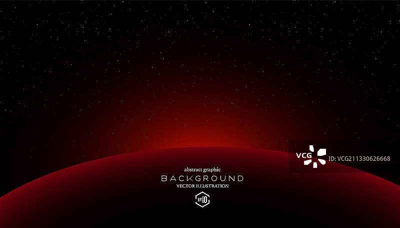 红色星空背景中逆光星球，抽象矢量科技太空元素，商业插图图片素材