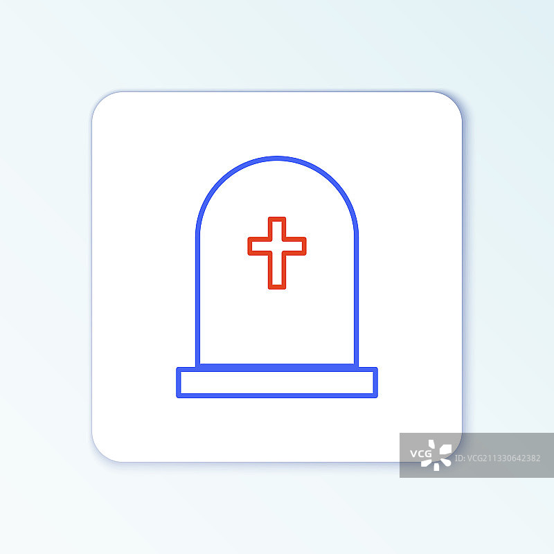 白色背景上的十字墓碑线条图标图片素材
