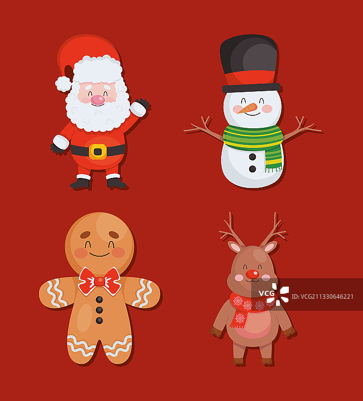 圣诞节人物彩色图标合集图片素材