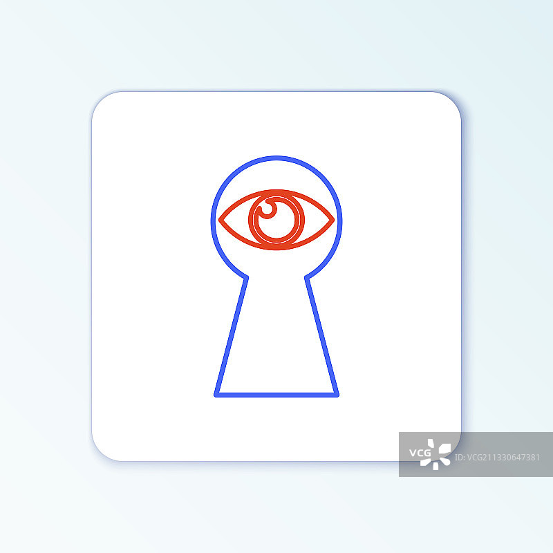 白色背景上的线条钥匙孔眼睛图标图片素材