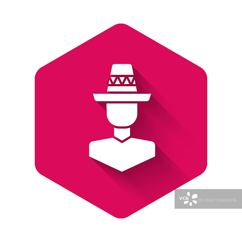 戴墨西哥帽的白色墨西哥男人图标图片素材