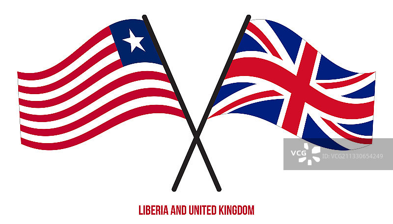 利比里亚和英国交叉旗帜图片素材