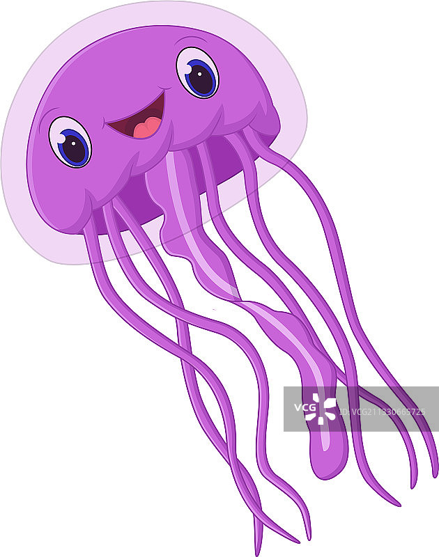 白色背景上的卡通水母图片素材