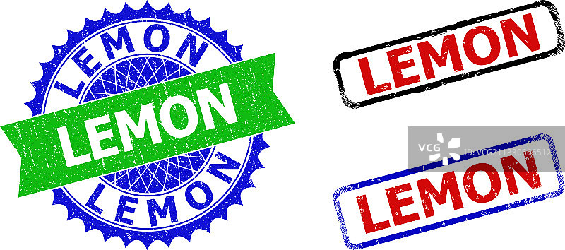 柠檬花结和矩形双色封印图片素材