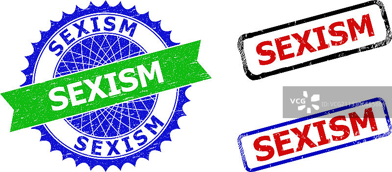 性别歧视的玫瑰花结和矩形双色邮票图片素材