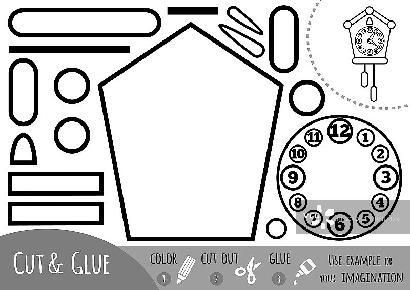 儿童教育纸游戏：布谷鸟钟图片素材