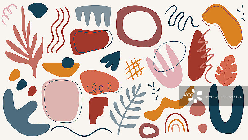 手绘多种形状涂鸦元素合集图片素材