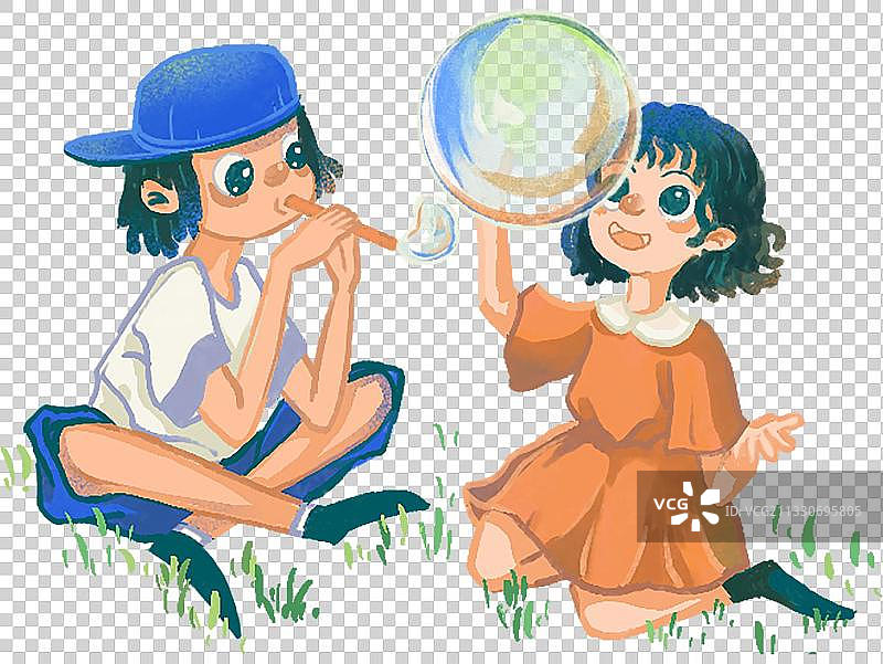 吹泡泡的小孩图片素材