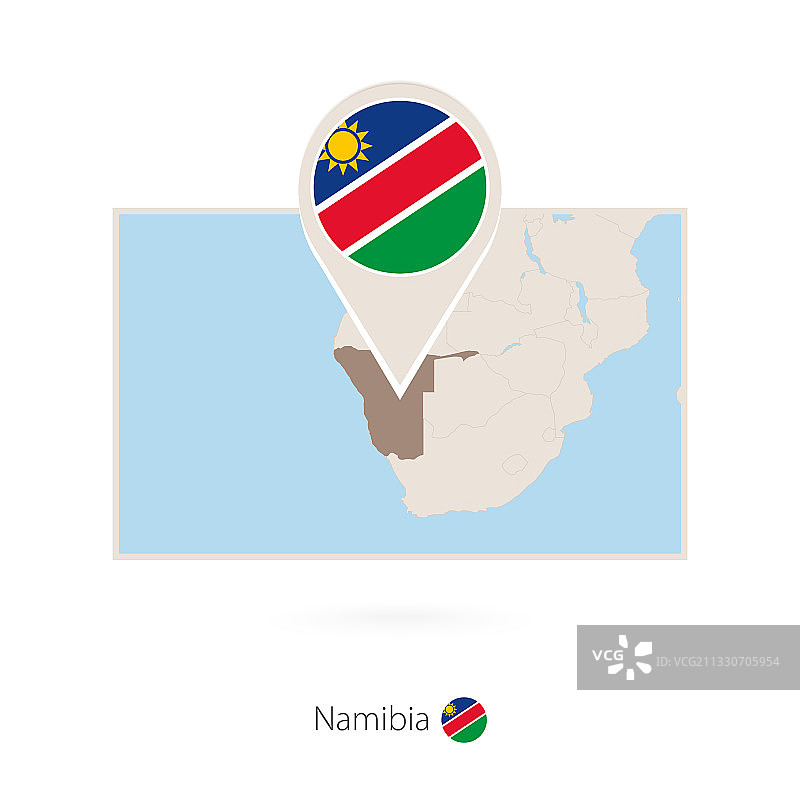 带图钉图标的纳米比亚矩形地图图片素材