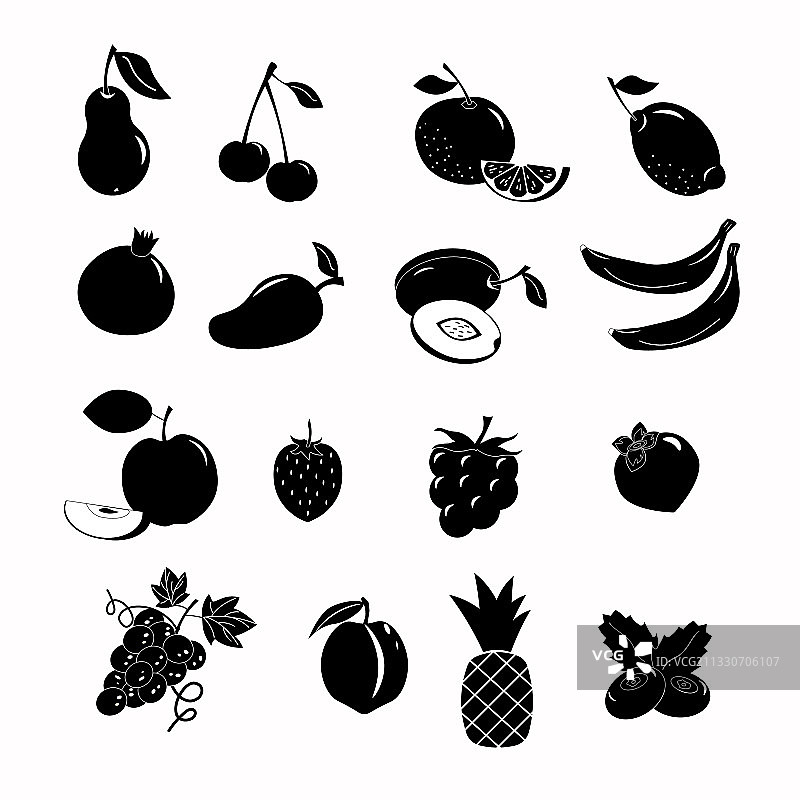 带不同水果的图标合集图片素材