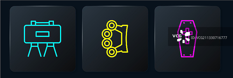 军事地雷十字架棺材线条合集图片素材