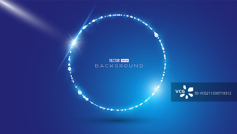 粒子环绕成闪亮装饰数码科幻空间，抽象矢量现代科技蓝色背景图片素材