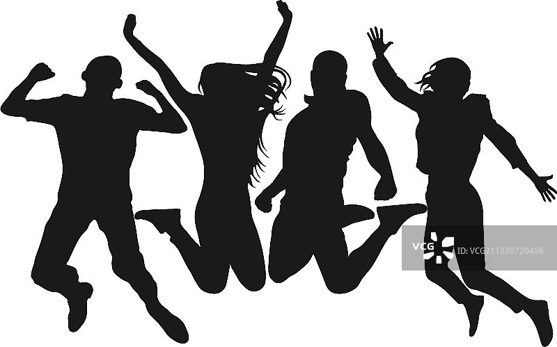 欢快跳跃的人物剪影图片素材
