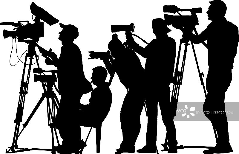 新闻摄影师剪影图片素材