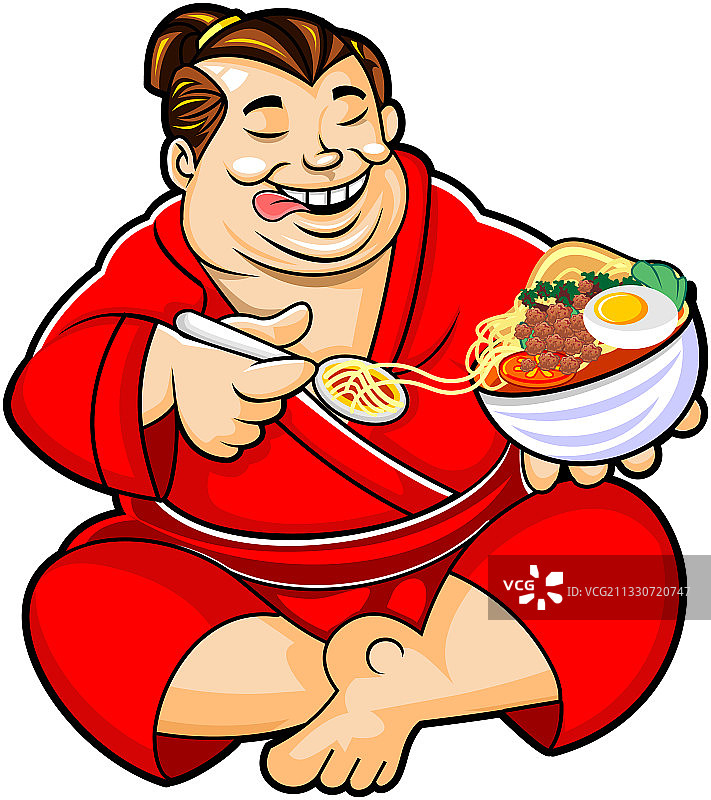 相扑选手吃拉面图片素材