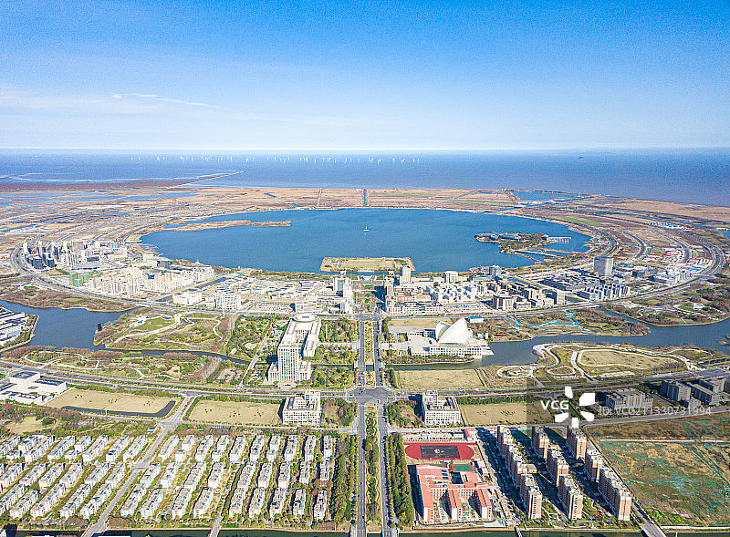 上海临港新片区滴水湖与航海博物馆、管委会（南汇新城）图片素材