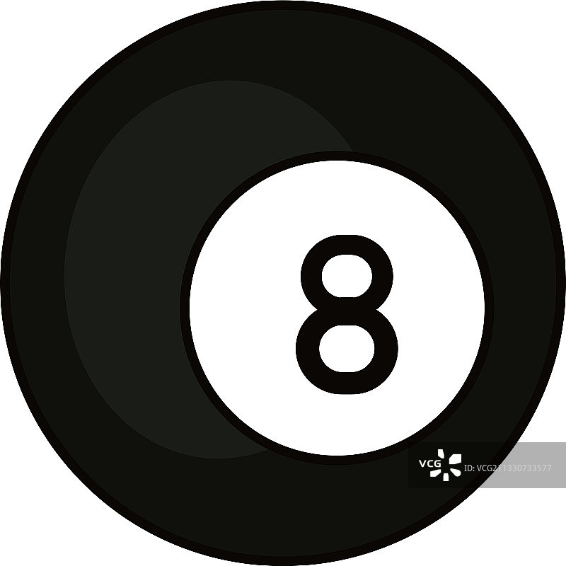 8号台球图标线性填充风格图片素材