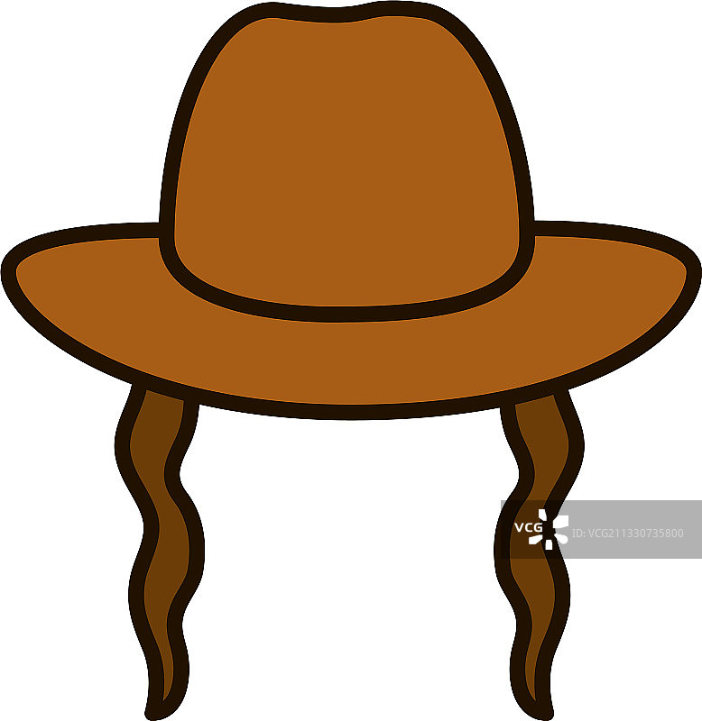 犹太帽子图标线条填充风格图片素材