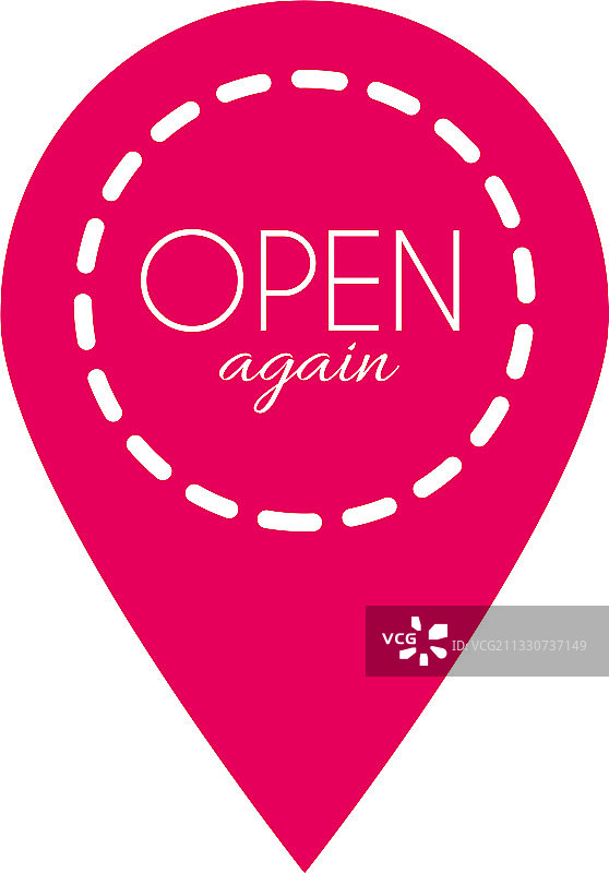 带有重新开放字样的定位图钉设计图片素材