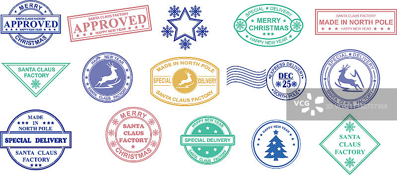 白色圣诞邮票图案图片素材