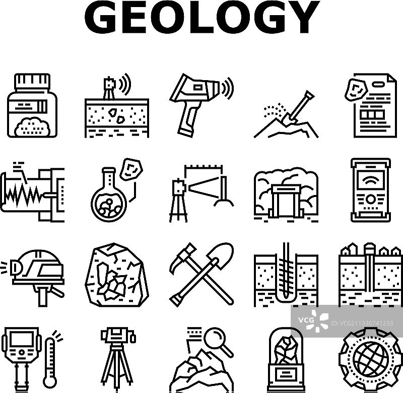 地质勘探研究图标合集图片素材