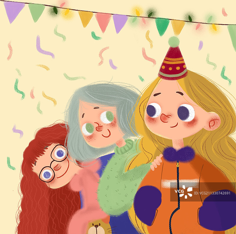 可爱女孩插画图片素材