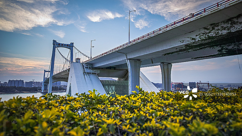 海沧大桥，日落，云，厦门，牛头山公园图片素材