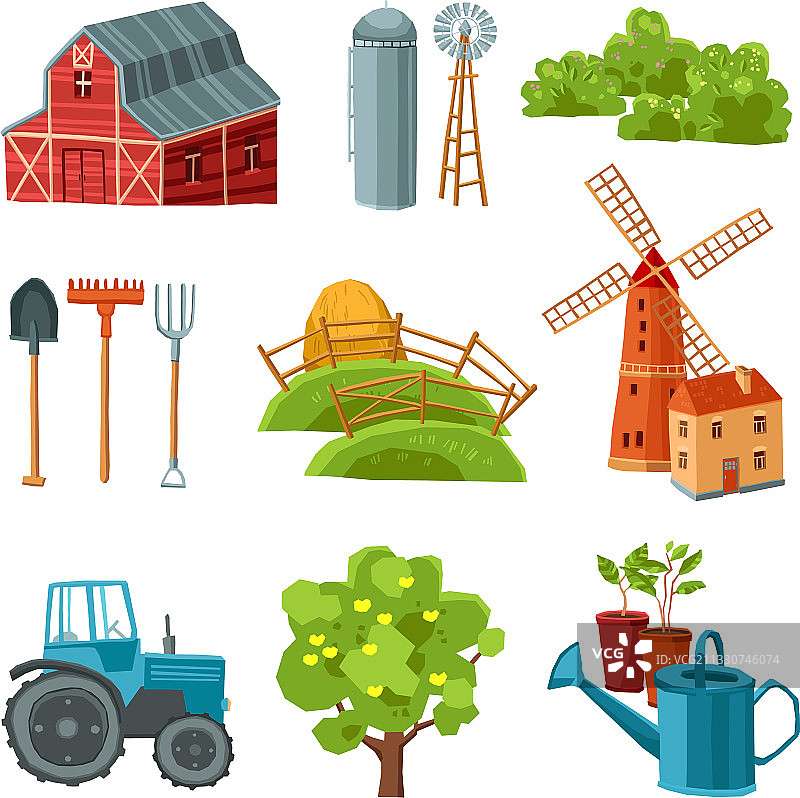 农场装饰彩色套装图片素材