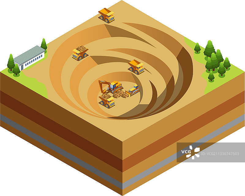 2.5D采矿业概念图片素材