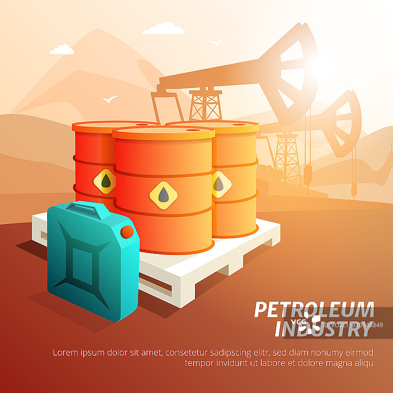 石油工业设施2.5D海报图片素材