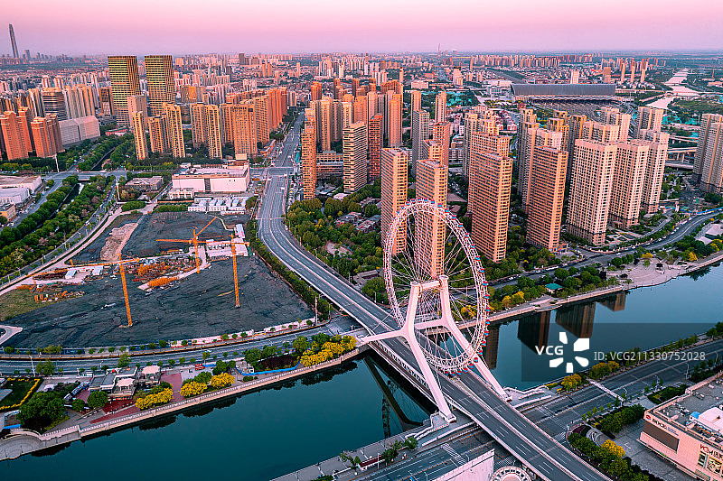 天津之眼朝霞图片素材