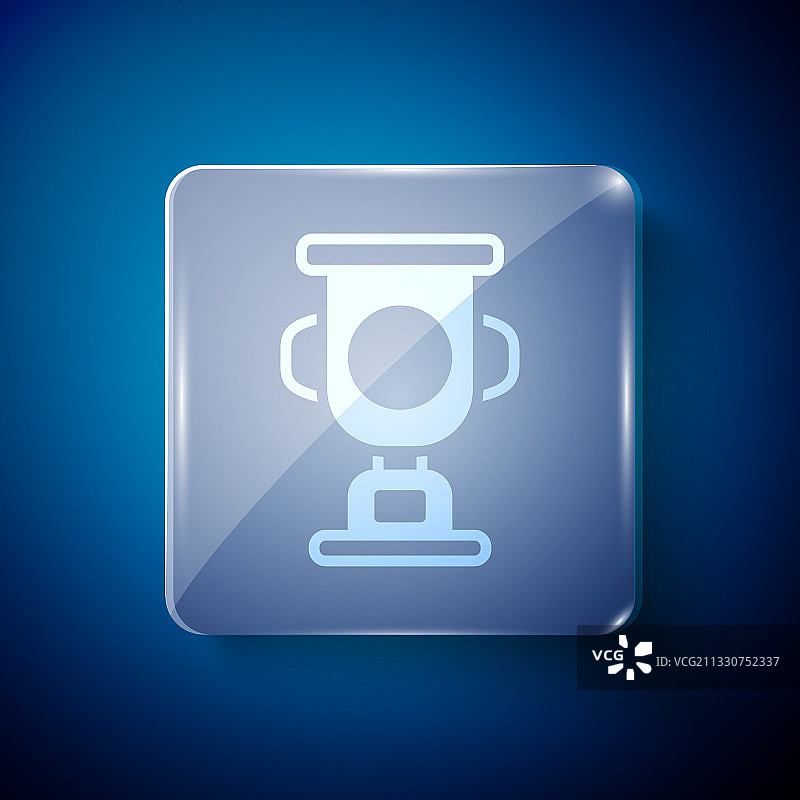 蓝色背景上的白色奖杯隔离图标图片素材