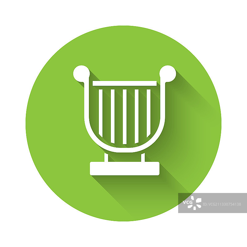 带有长阴影的白色古希腊七弦琴图标图片素材